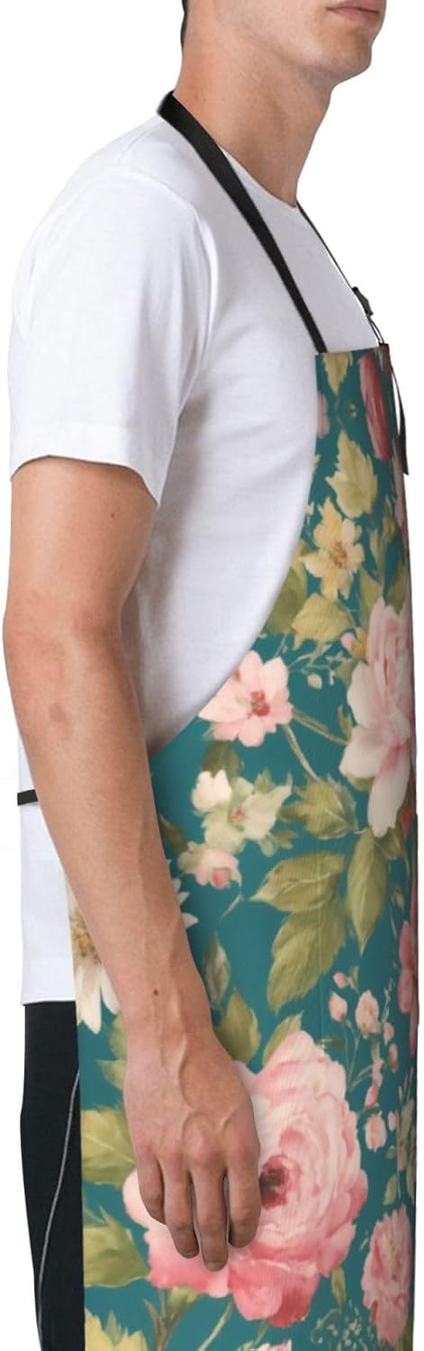 Blossom Flower print Waterproof chef's apron with pocket apron for kit