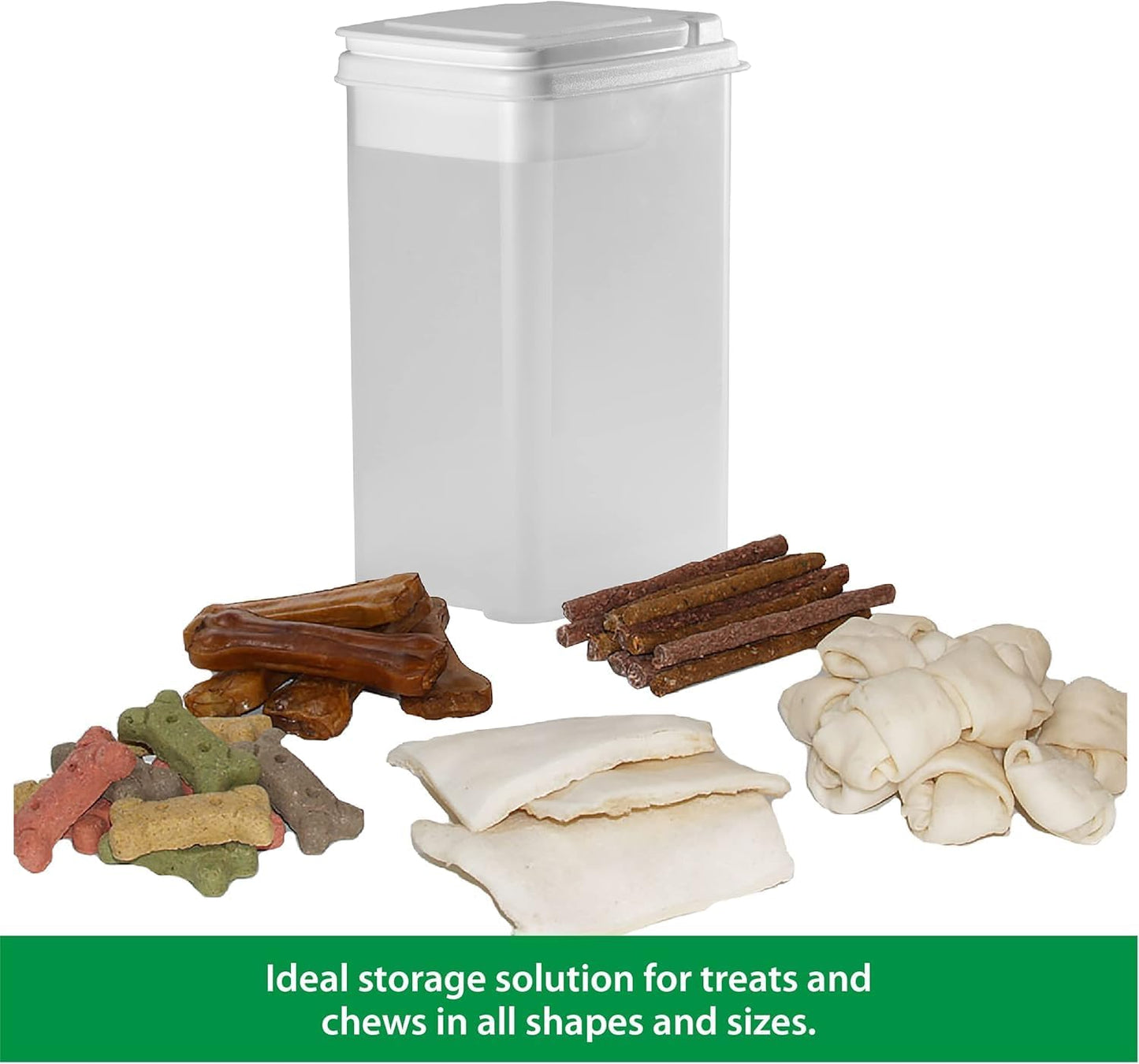 Buddeez Pet Treat Container for Dogs and Cats - 3.5 Quart Flip Top Sto
