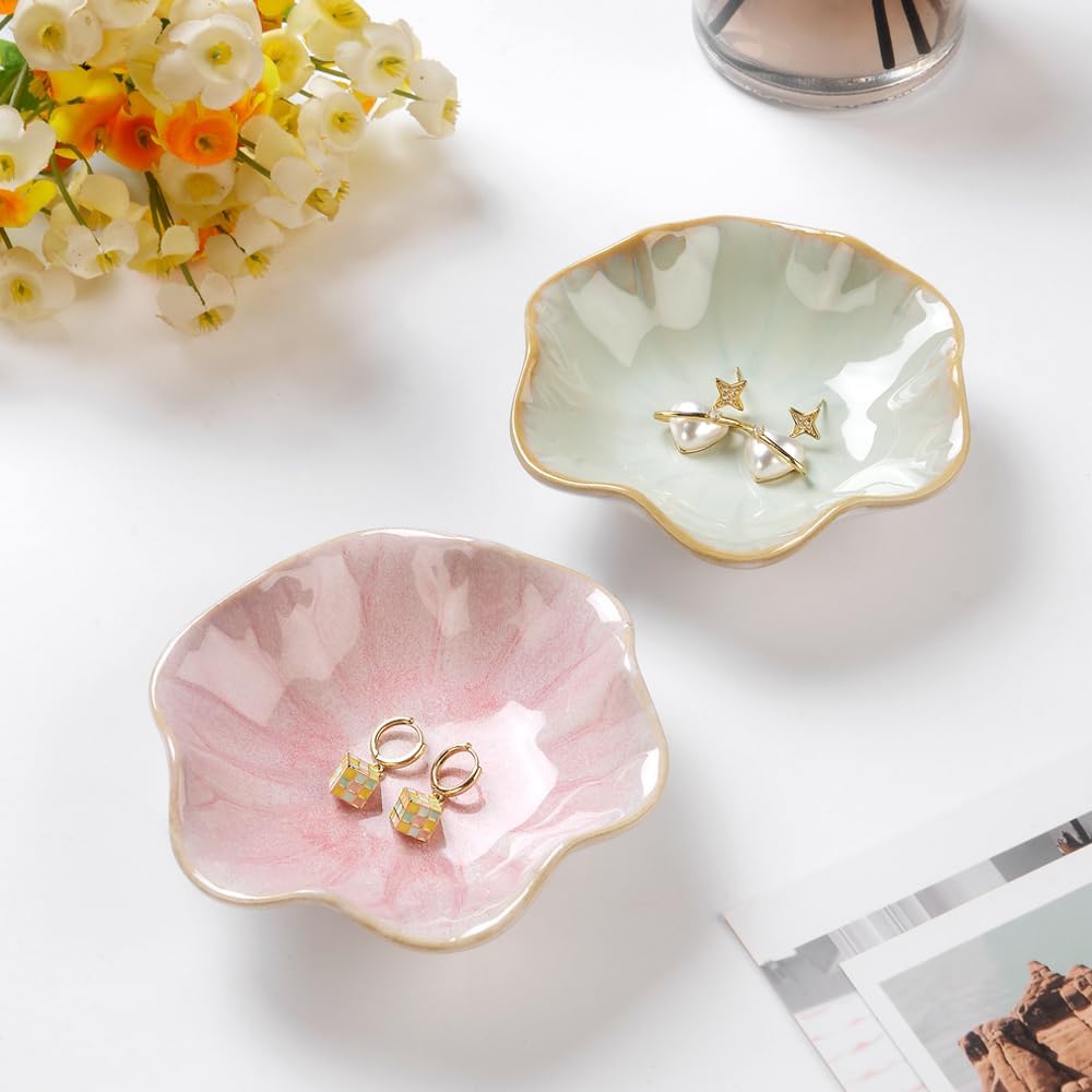 Lotus Leaf Shape Decorative Ring Tray, Small Key Bowl, Ceramic Trinket
