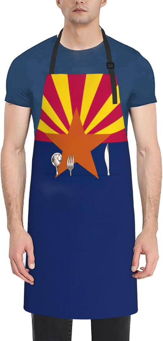 Arizona state flag print Waterproof apron with pocket adjustable cooking apron for adult kitchen bibs to bake