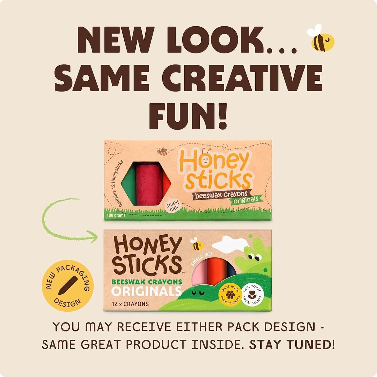 Honeysticks 100% Pure Beeswax Crayons (12 Pack) - Non Toxic Crayons for Toddlers 1-3, Safe for Baby from 1 Year Old Plus, Handmade with Natural Beeswax and Food-Grade Colors, Eco Friendly