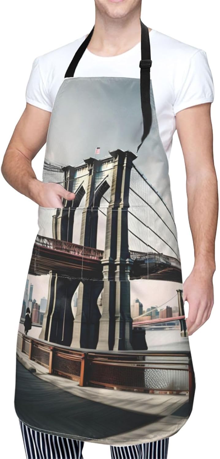 Brooklyn Bridge s Print Laundry apron 28x33 In Waterproof Kitchen Apro