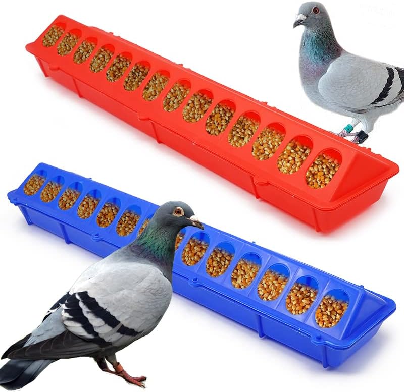 2pcs Plastic Pheasant Feeding Bucket Chicken Bird Feeder Fountain Flip-Top Poultry Quail Feeding Tool Pigeon Feeder Trough (50cm)