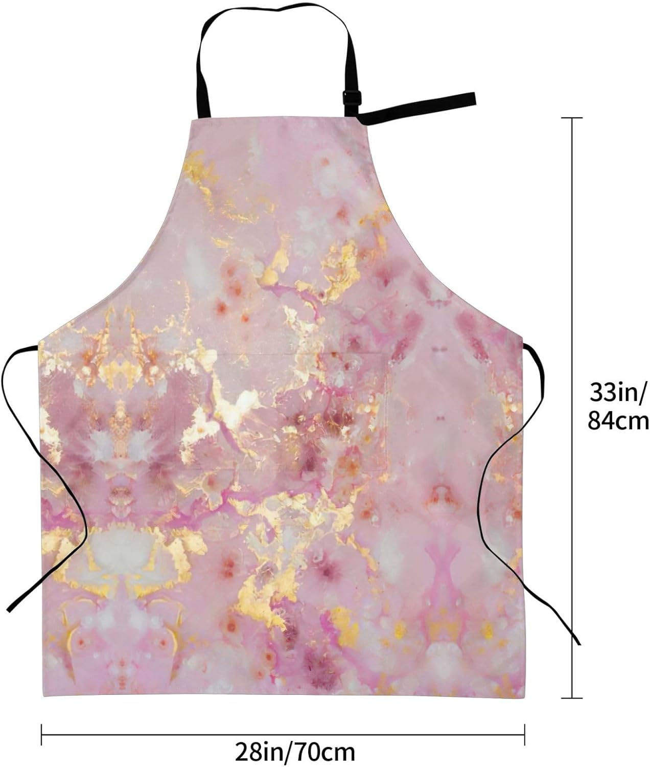Pink Marble Texture Print Laundry apron 28x33 In Waterproof Kitchen Ap
