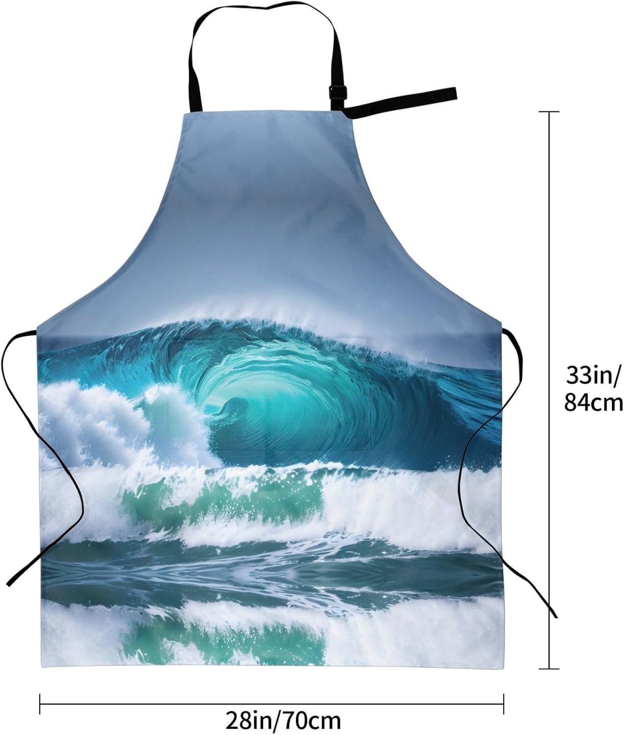 Ocean Wave Print Laundry apron 28x33 In Waterproof Kitchen Apron with 