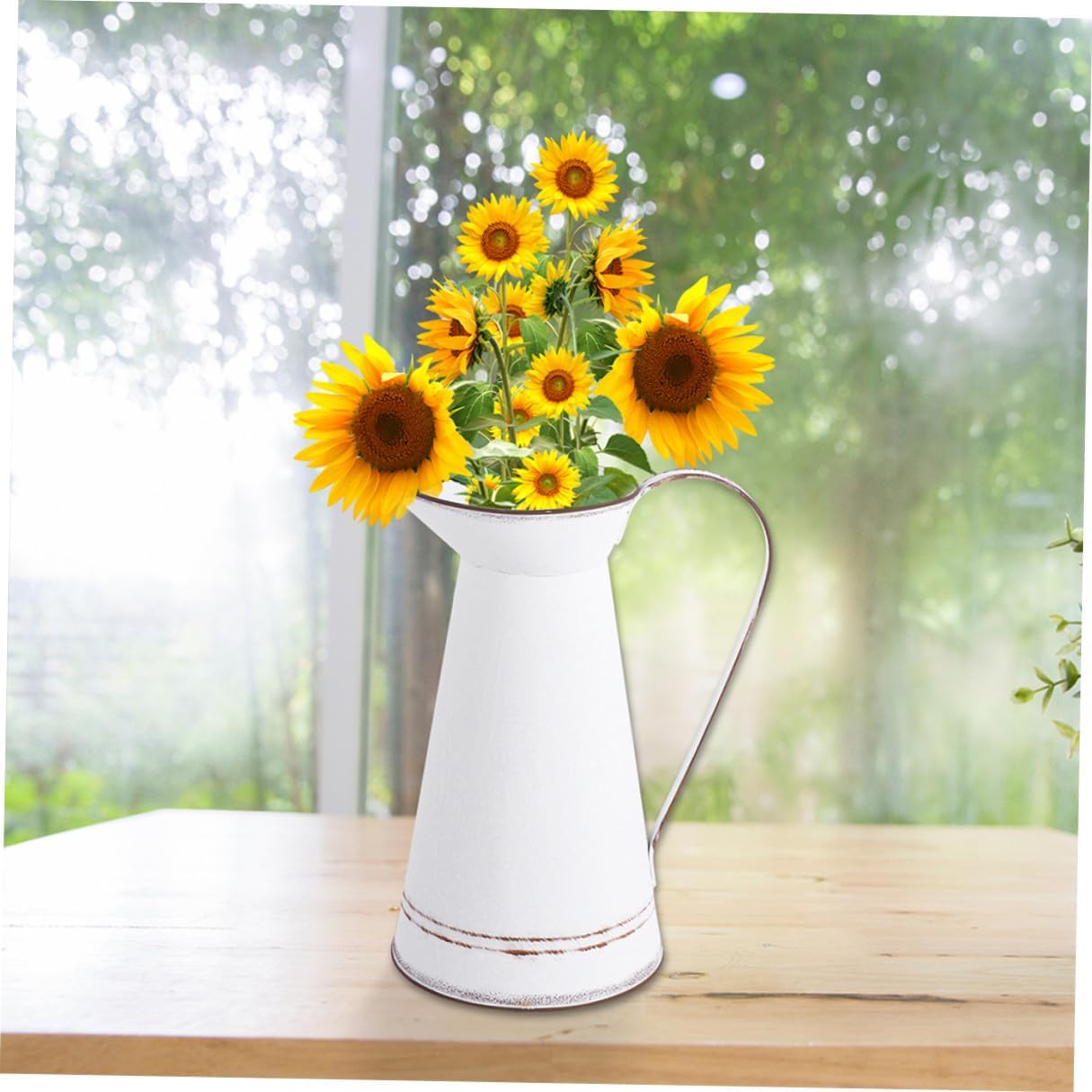 PRETYZOOM Vintage White Metal Flower Bucket Pot Set 2pcs Small Iron Fl