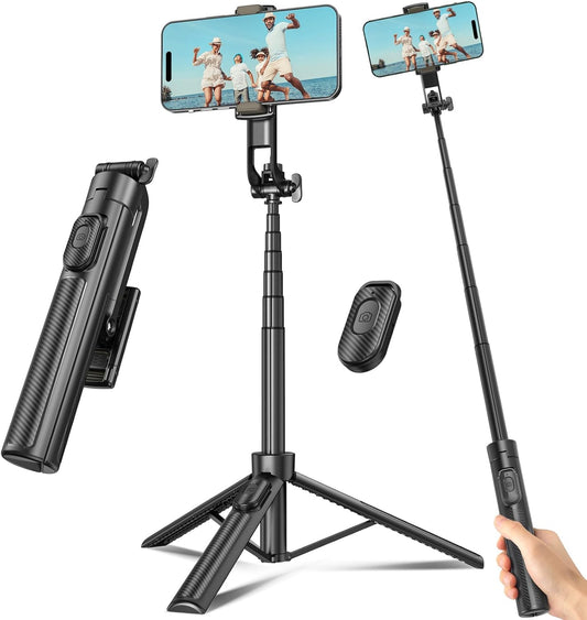 Selfie Stick Travel Tripod for Cell Phone with Remote Control and Phon