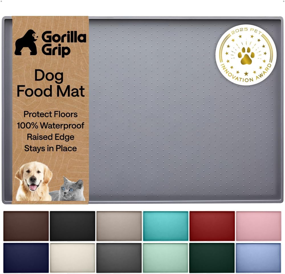 GORILLA GRIP 100% Waterproof Raised Edge BPA Free Silicone Pet Feeding