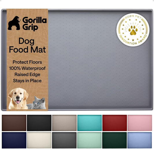 GORILLA GRIP 100% Waterproof Raised Edge BPA Free Silicone Pet Feeding