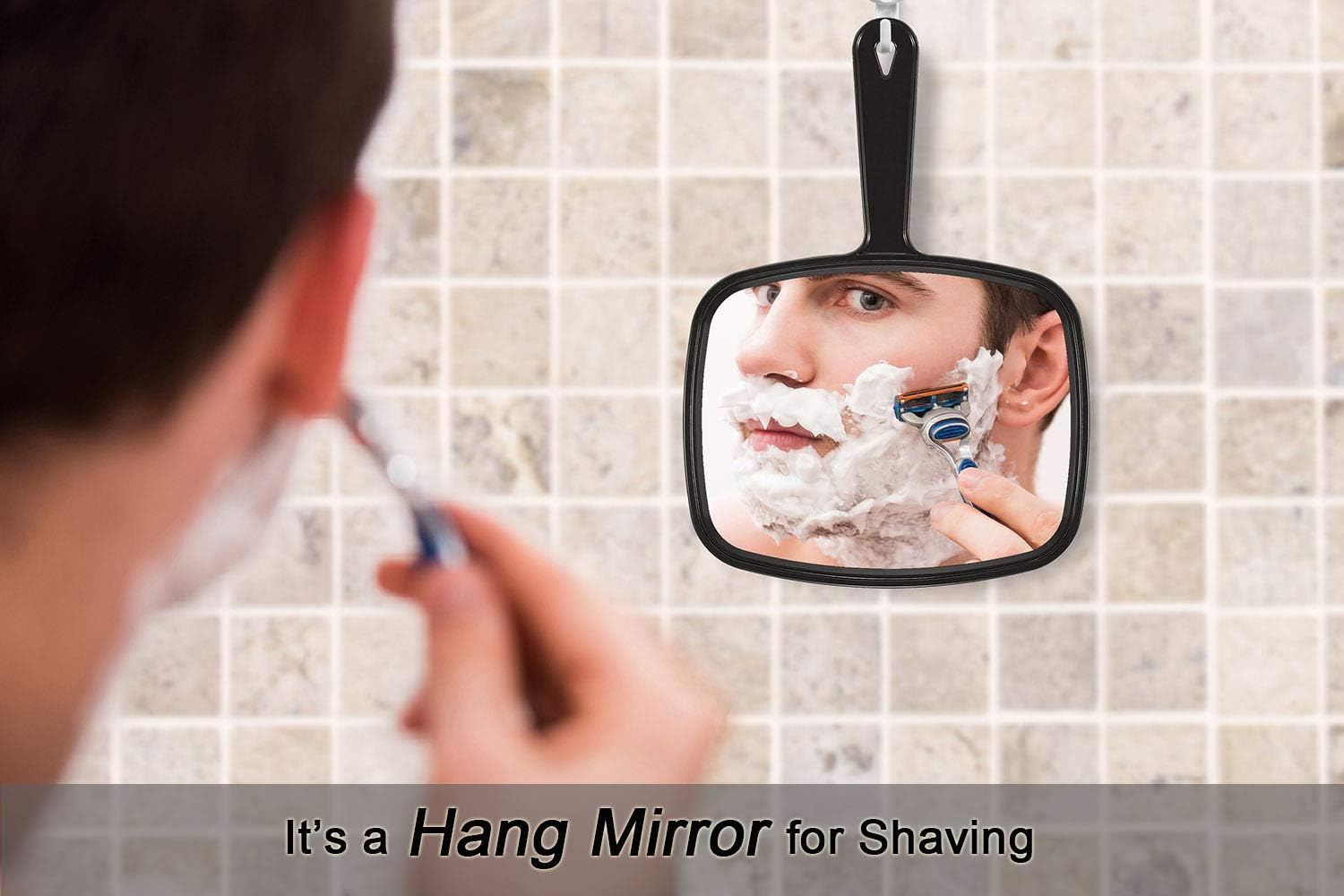 PROTECLE Hand Mirror, 10.3" L x 7.4" W Salon Barber Hairdressing Handh
