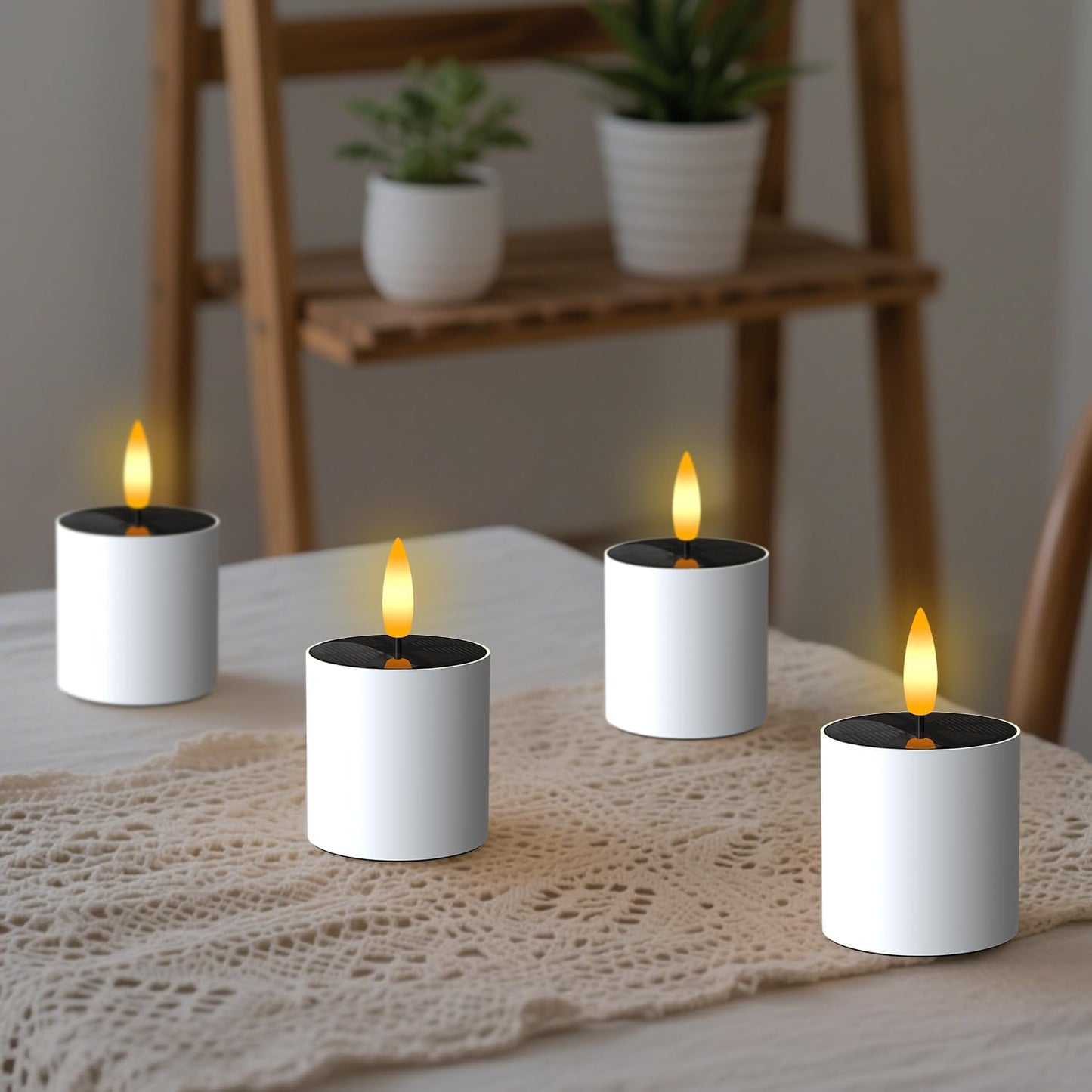 EuroFone 6pcs Solar Tea Lights Outdoor Waterproof - Rechargeable Battery Candles for Lantern, Garden, Camping & Decor, Small Solar Lights Waterproof