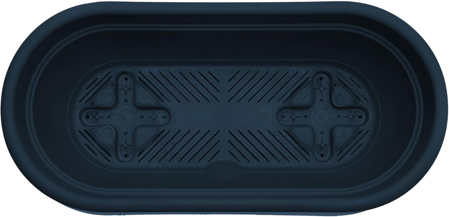 Bloem Lucca 18" Navy Self-Watering Oval Window Box Garden Planter Pot 