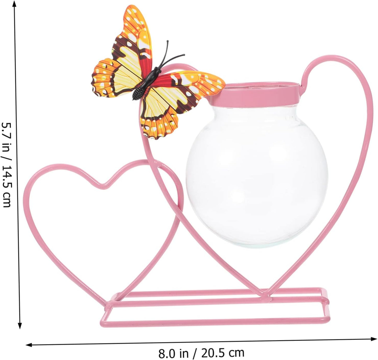 PRETYZOOM Heart Hydroponic Planter Iron Art Decorative Vase for Green 