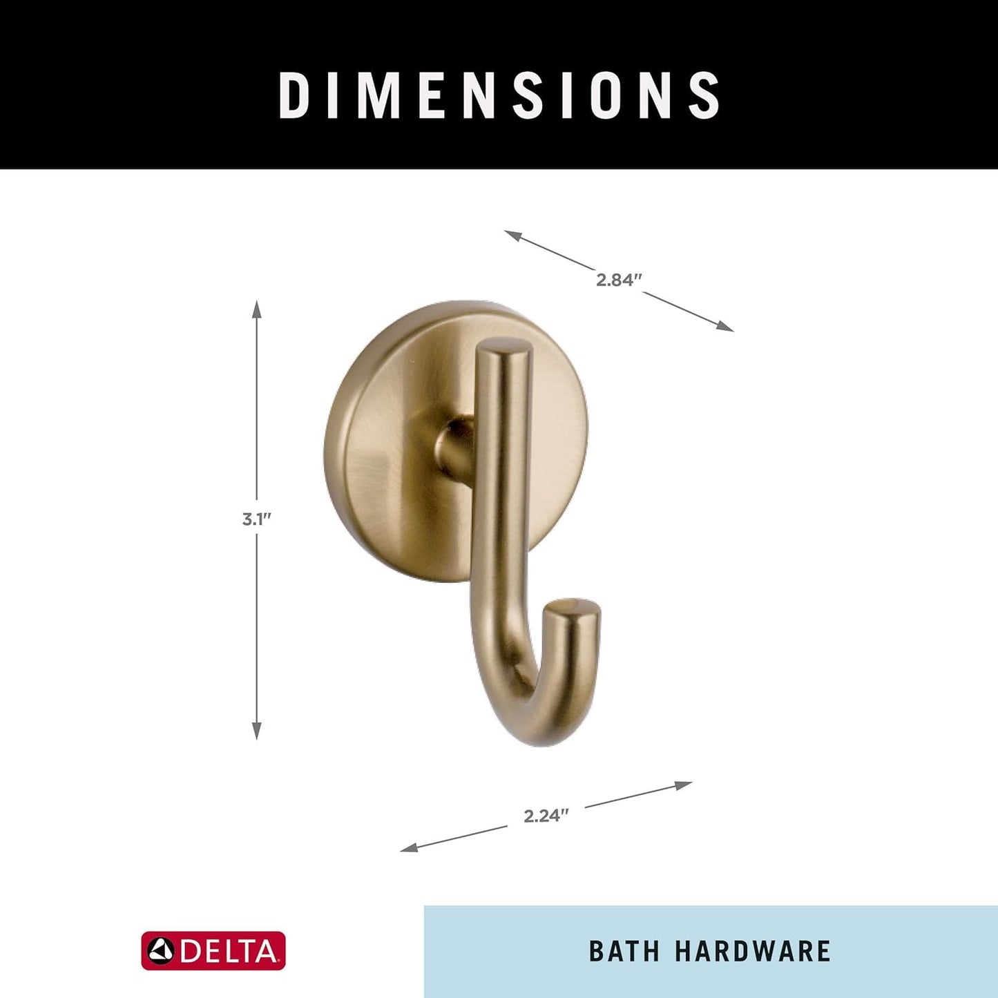 Delta Trinsic (1-Pack) Towel Hooks Champagne Bronze Single Bathroom Hooks Wall Mounted for Robes & Towels Hand Towel Hook Holder Kitchen, Bathroom Accessories