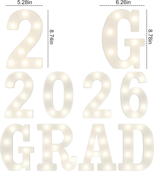 Graduation Decorations 2026-8 LED Long Marquee Light Up Letters 'Grad 