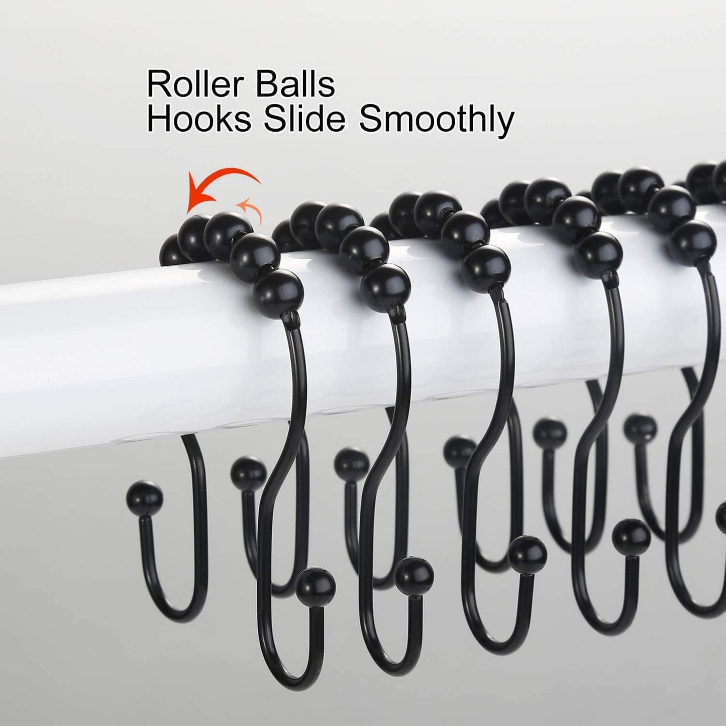 Goowin Shower Curtain Hooks, 12 Pcs Shower Curtain Rings, Stainless St