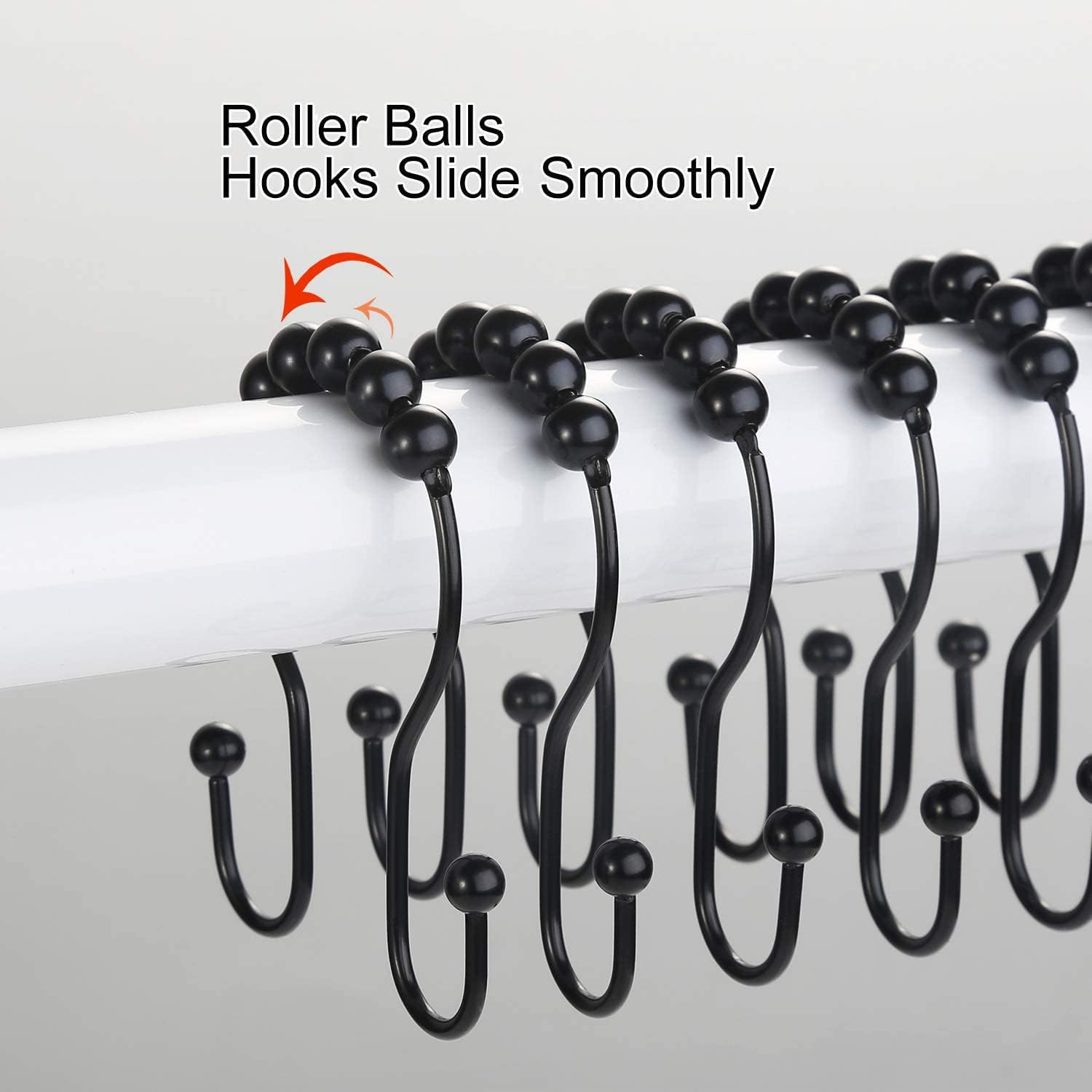 Goowin Shower Curtain Hooks, 12 Pcs Shower Curtain Rings, Stainless St