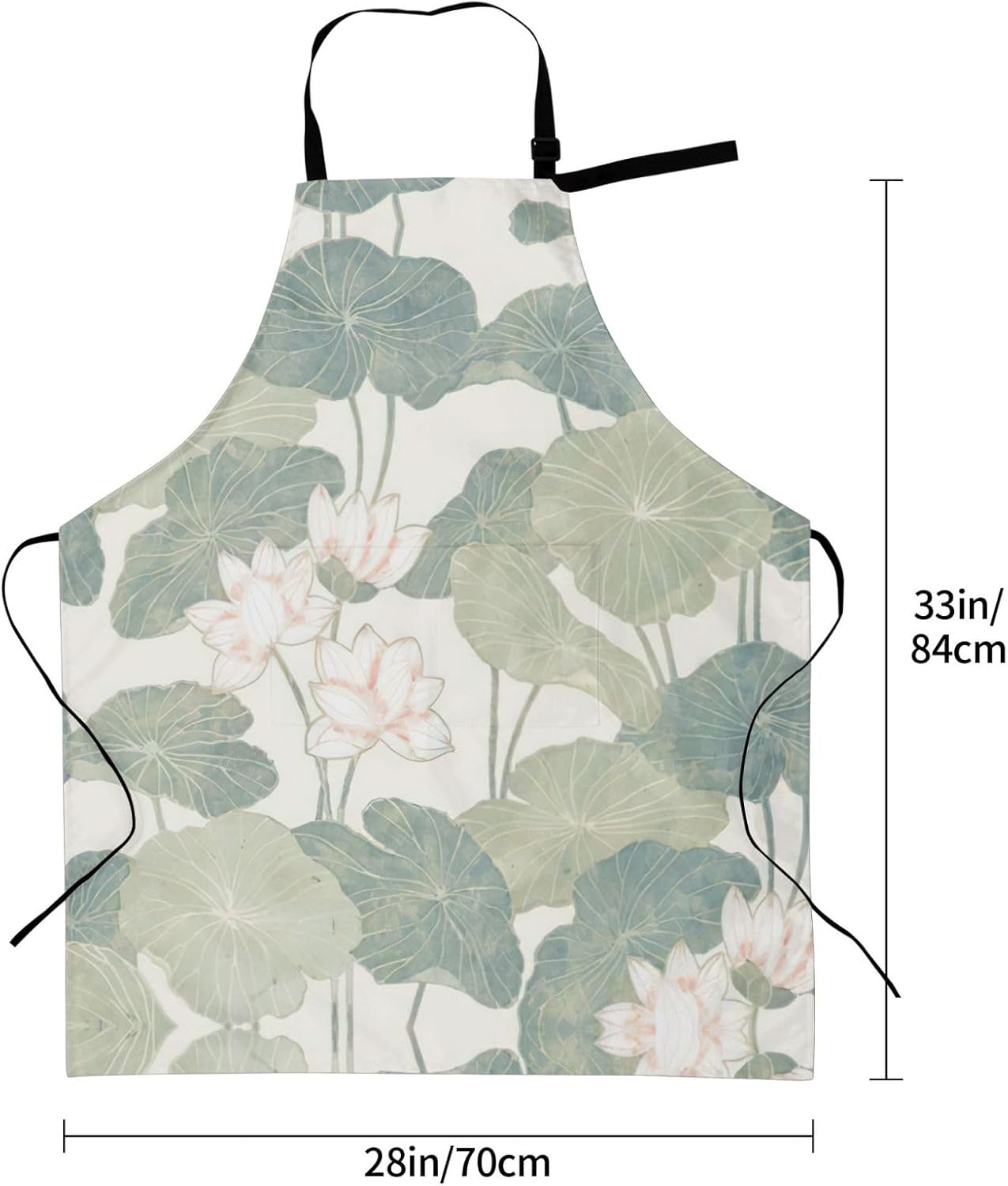 Black Lily Pads print Waterproof apron with pocket adjustable cooking apron for adult kitchen bibs to bake