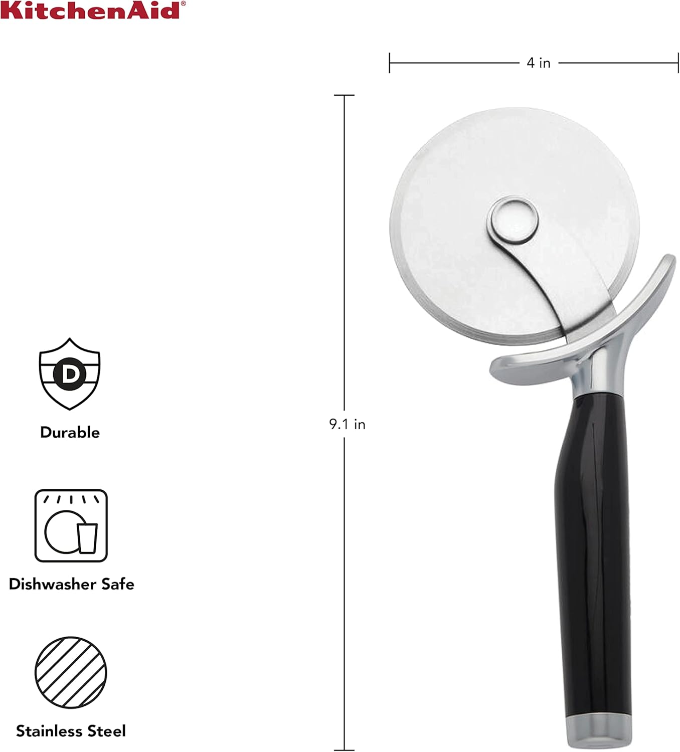 KitchenAid Classic Pizza Wheel with Sharp Blade For Cutting Through Cr