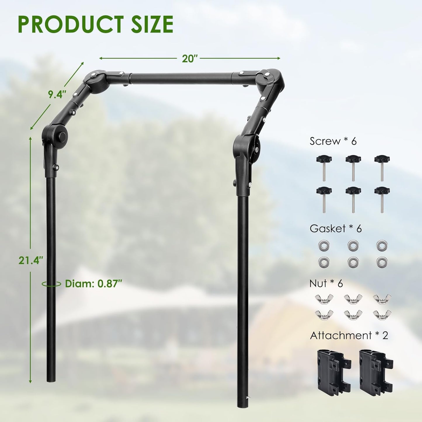 Adjustable Wagon Push Handle Attachment - Foldable Universal Push Pull Handle for Round/Square Frame Camping Wagons, Strollers, Beach Carts & Canopy Attachments with Stainless Steel Connectors