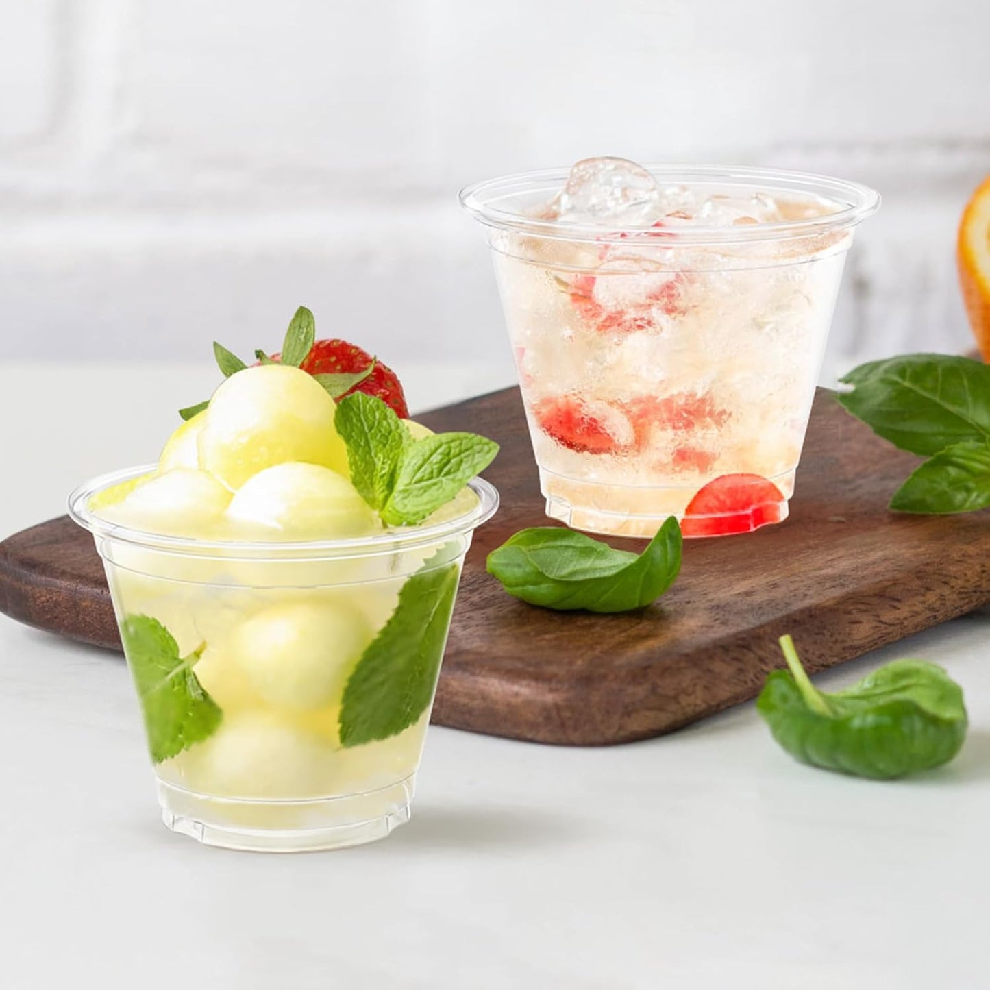 100 Pack 9 oz Clear Plastic Cups, Sturdy & Food Safe Disposable Plastic Cups for Wine Cocktail Punch