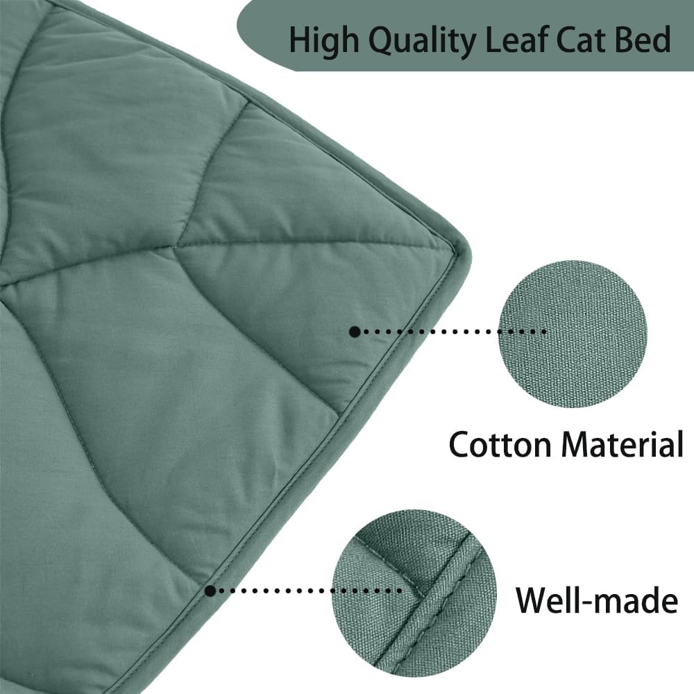 30 X 20 Inch Leaf Shaped Cotton Cat Bed Pad, Warming Cat Mat, Pet Warm