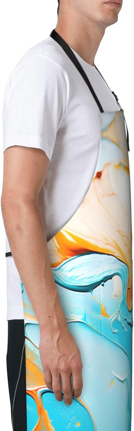 Pigment print Waterproof apron with pocket adjustable cooking apron fo