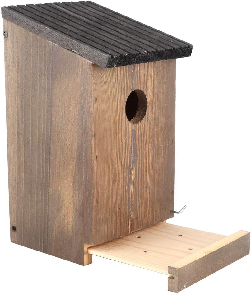 Wood Bird House, Hanging Bird Nesting Box, Woody Woodpecker House Woodland Cabin Resting Place for Birds, Outdoor Decor and Wooden Garden Decoration - Moisture Proof