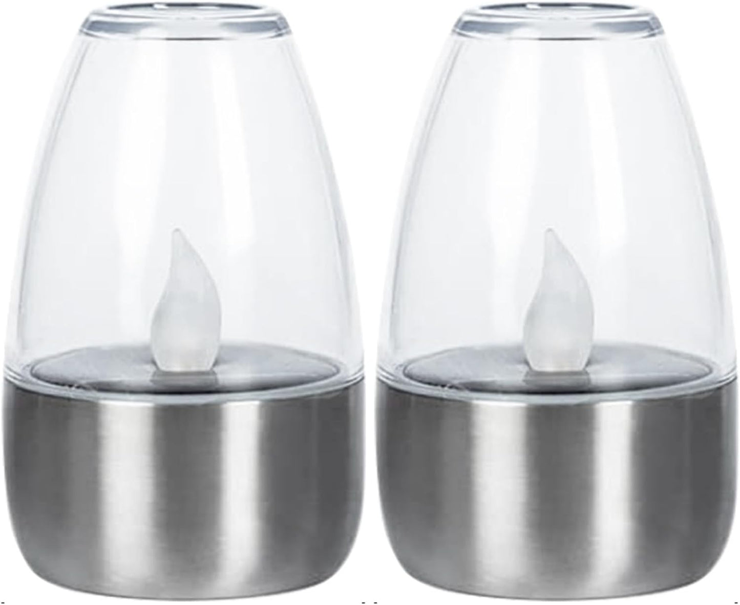 2 Pack Solar Candle Lights, Waterproof Ambiance Outdoor Candles 2.4x3.5 Inch Garden Solar Lights for Indoor Outdoor