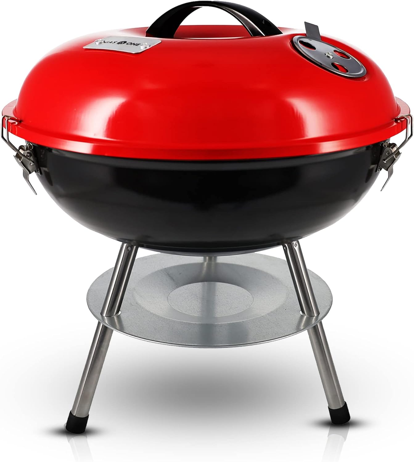 Gas One – 14-inch Portable Barbecue Grill with 3-Point Locking Lid for