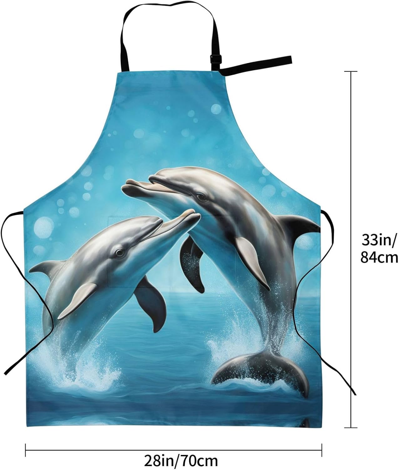 Dolphins in Love print Waterproof chef's apron with pocket apron for k
