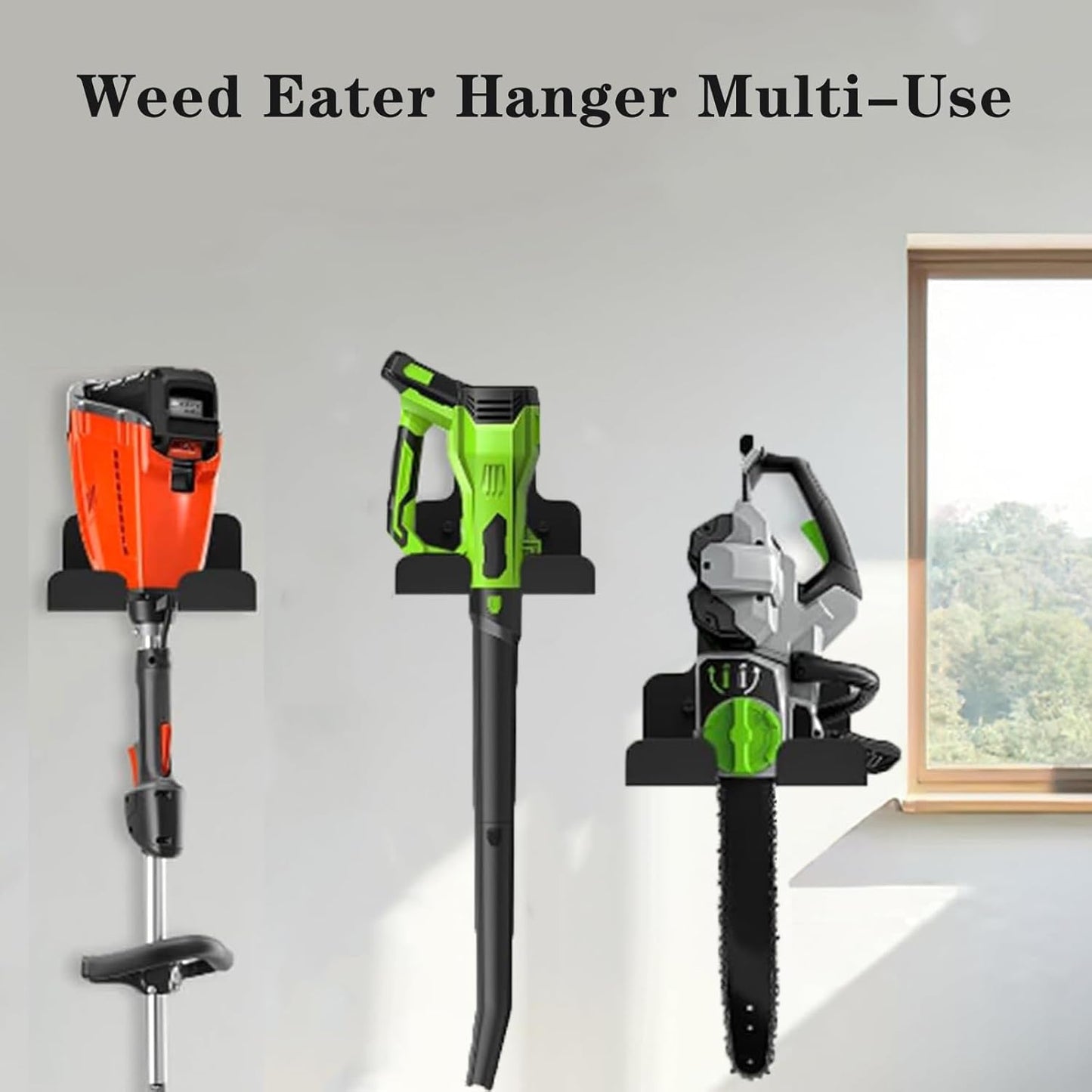 Weed Eater Rack Garage Wall Organize, Garage Organizer Trimmer Rack, Garden Power Tool Hanger Weed Whackers Holder Wall Mounted for Grass Trimmer, Hedge Trimmer, Garden Tools