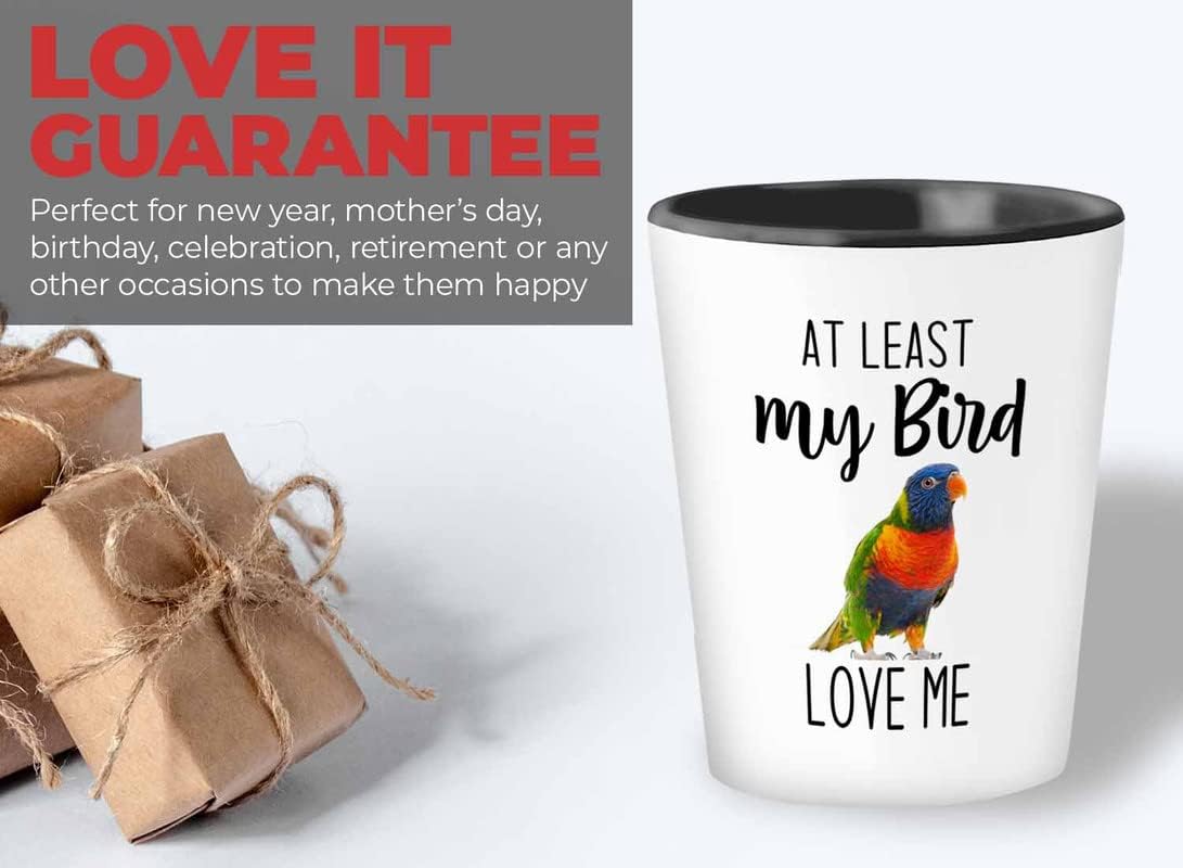 Bird Lover Shot Glass 1.5oz - Bird loves me - Hummingbird Nest Cage Parrot Dad Gardening Outdoor Birdwatcher Feeder