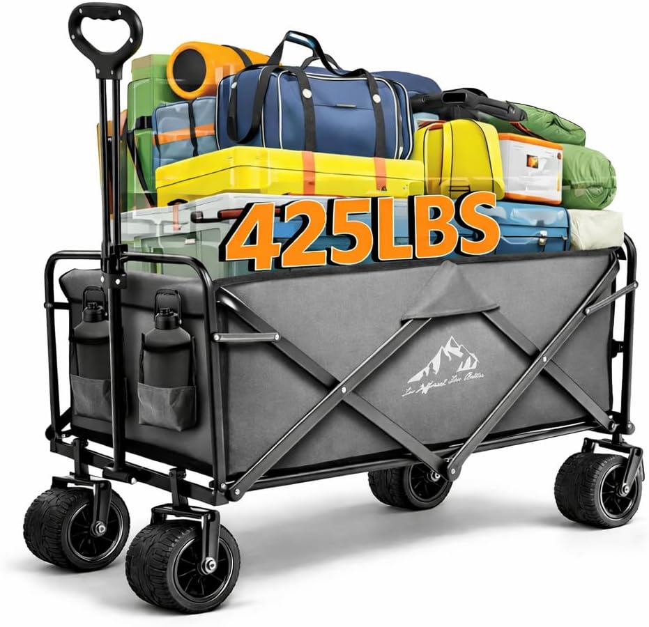 Heavy Duty Collapsible Wagon Cart with Wheels - Large Capacity Foldabl