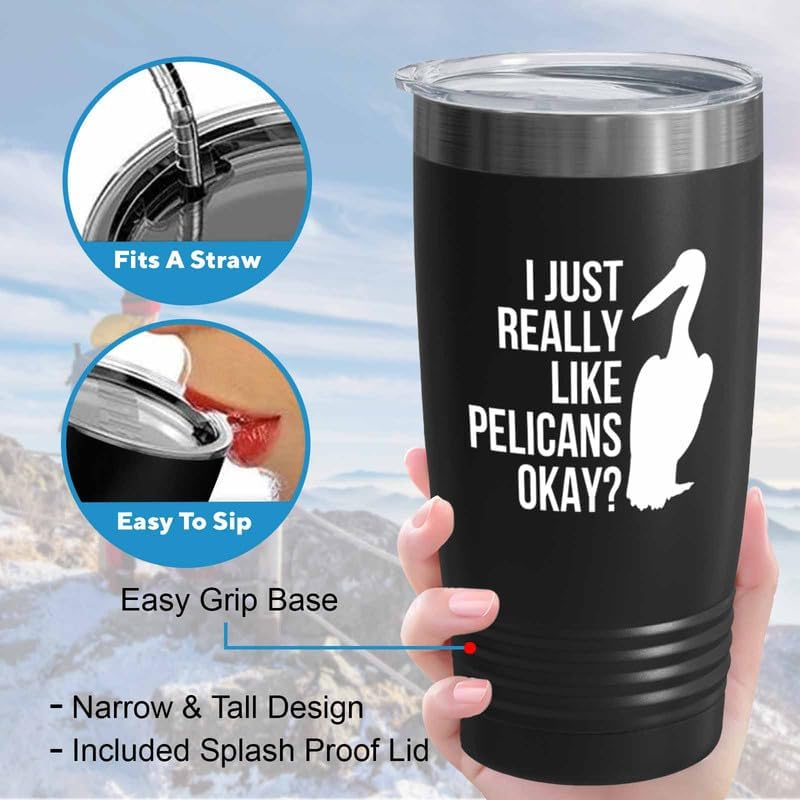 Birding Black Edition Viking Tumbler 20oz - Really like Pelicans - Bir