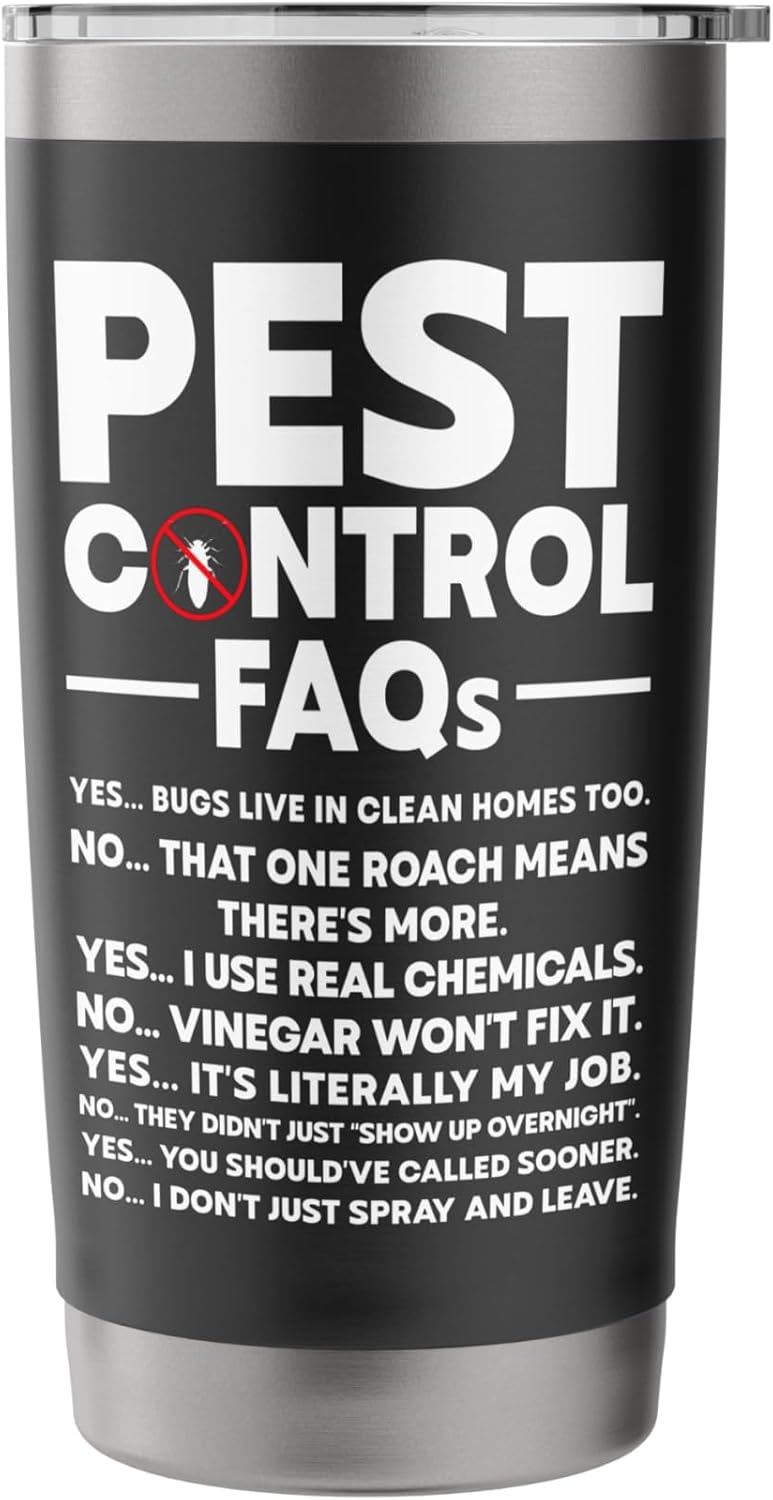 Pest Control FAQs funny Exterminator Stainless Steel Insulated Tumbler