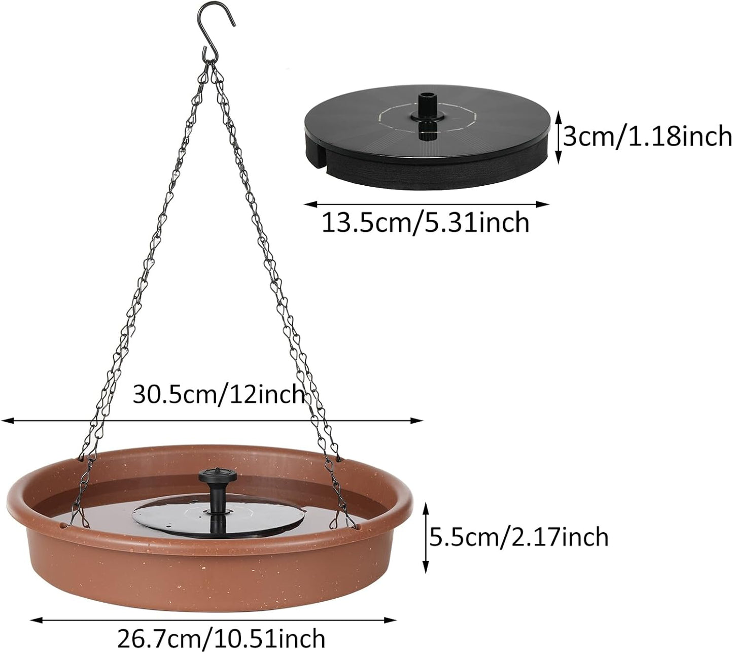 Garden Courtyard Bird Feeding Tray Port Set with Solar Fountain Pump