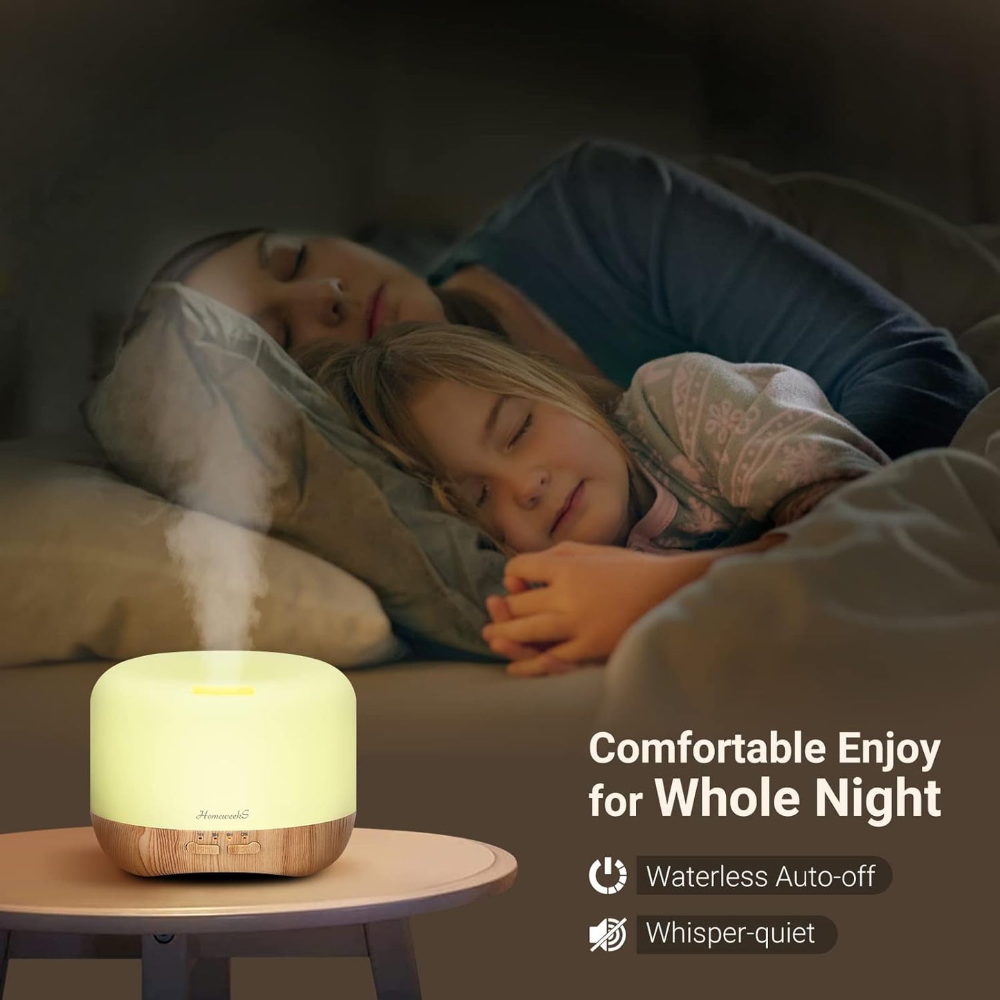 Homeweeks 300ml Essential Oil Diffuser, Quiet Aromatherapy Mist Diffus