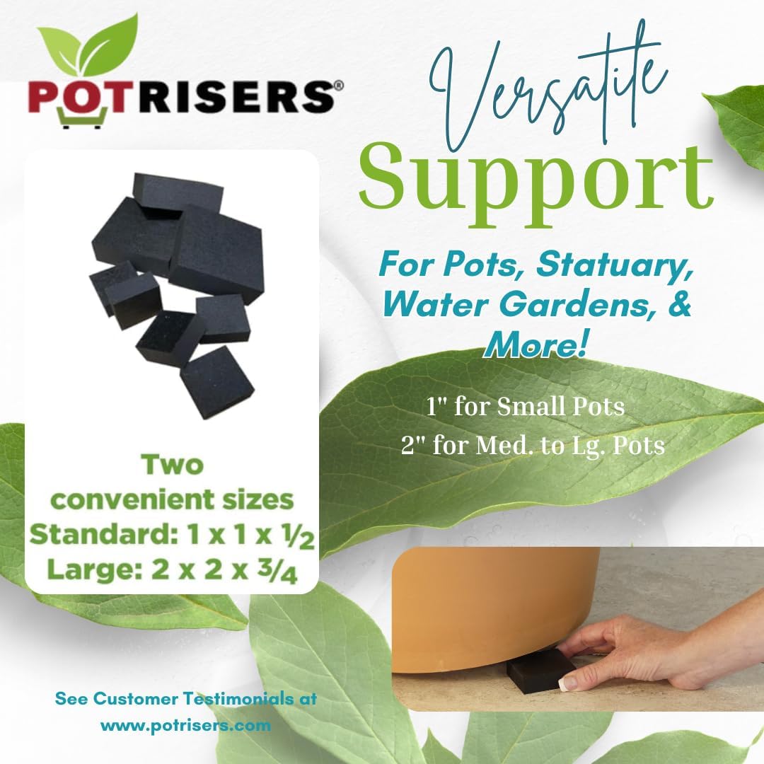 Combo Pack (12 Small 1" & 6 Large 2" - 18 Pieces Total) Outdoor Plant Risers & Drainage Invisible Pot Feet for Planters, Pots, or Statues – Ideal for Patios, Decks, and Gardens