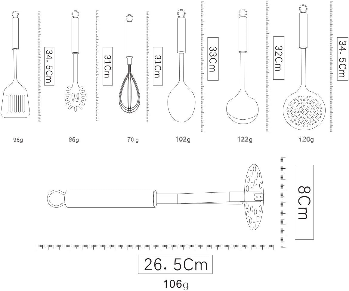 Berglander Cooking Utensil Set 8 Piece, Stainless Steel Kitchen Tool S