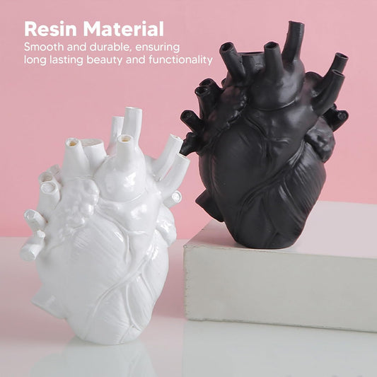 Pilipane Heart Vase Sculpture White Heart Shaped Decor Flower Pot Mode