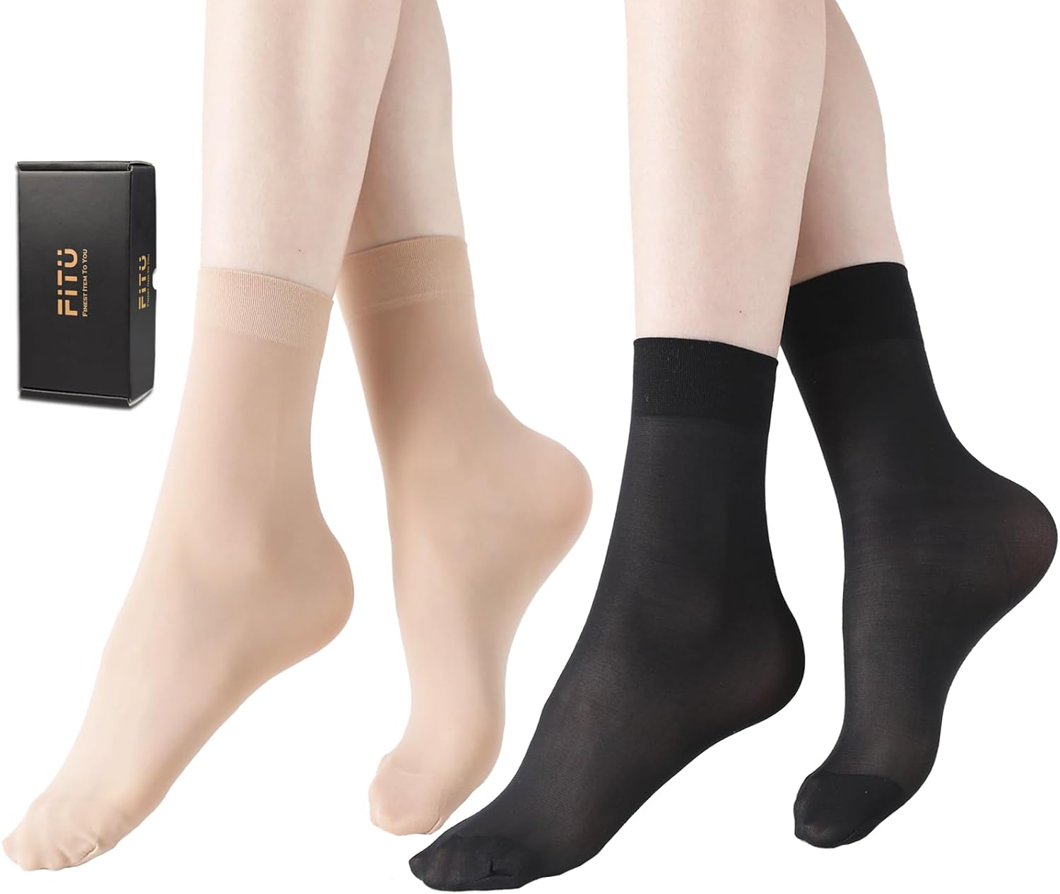 Women's 10-24 Pairs (in Gift Box) Ankle High Sheer Nylon Socks Soft Ti