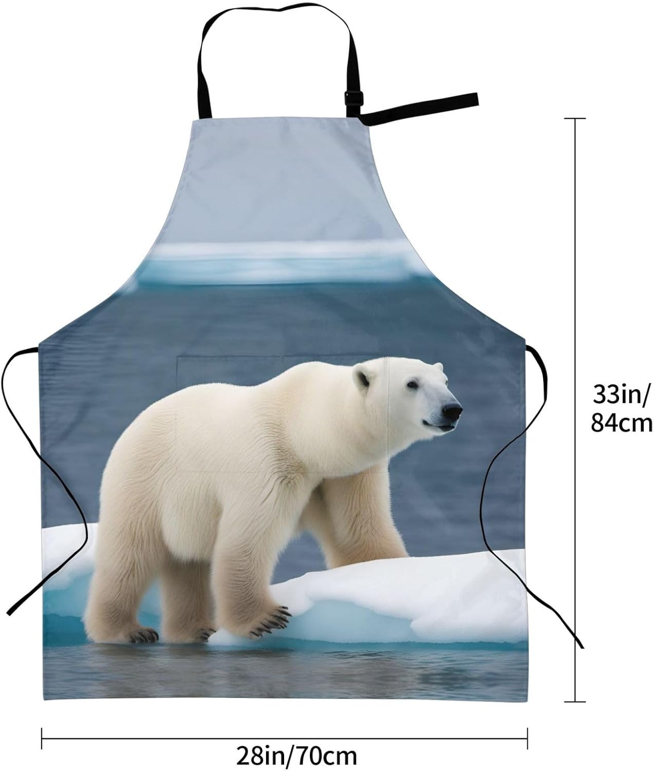 polar bear print Waterproof chef's apron with pocket apron for kitchen