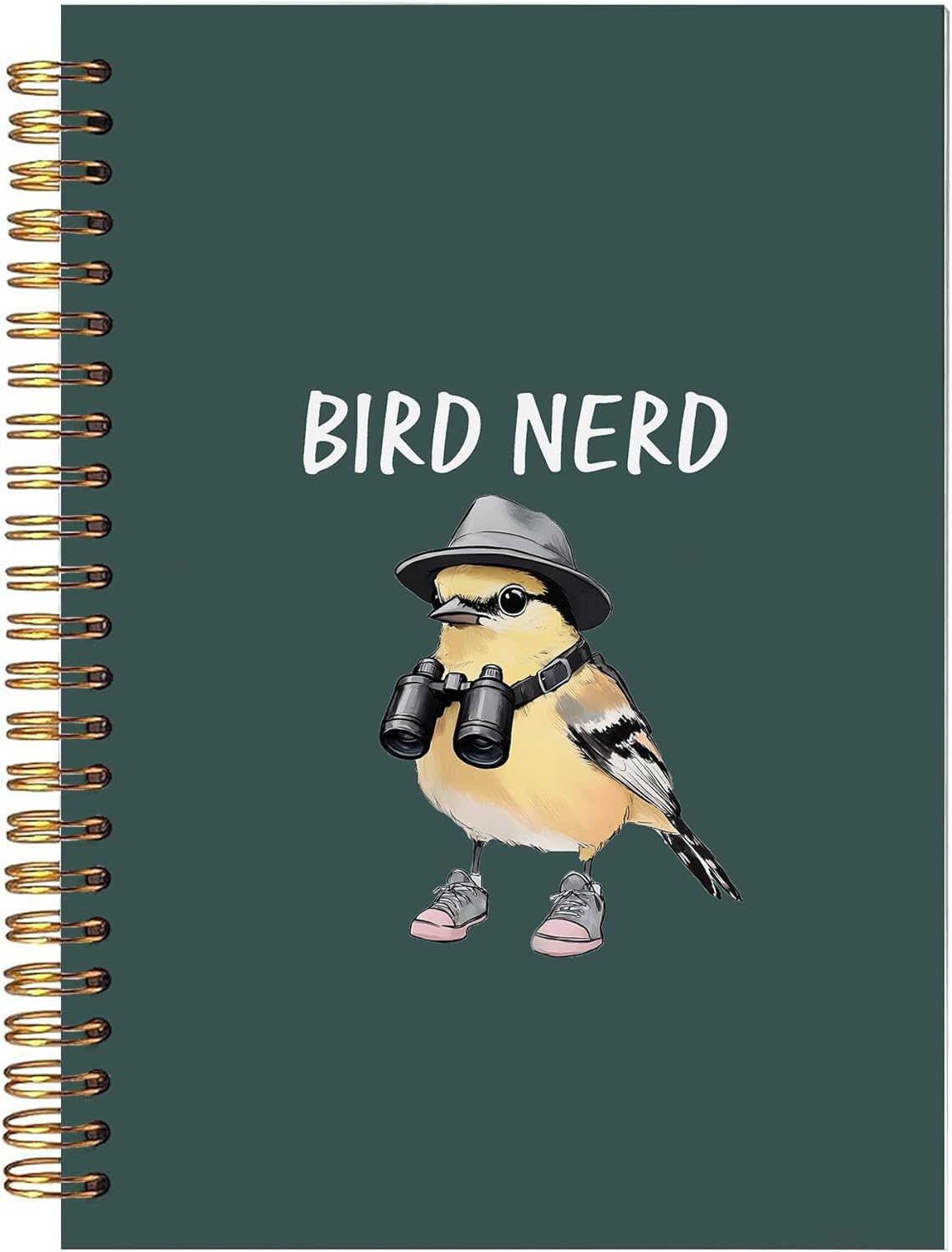 Funny Bird Birding Spiral Notebook, Birds Watching Journal, Gifts for Birds Lover Watchers Journal, Bird Nerd Enthusiast Notebook 5.5x8.3 Inch - Dark Green-383