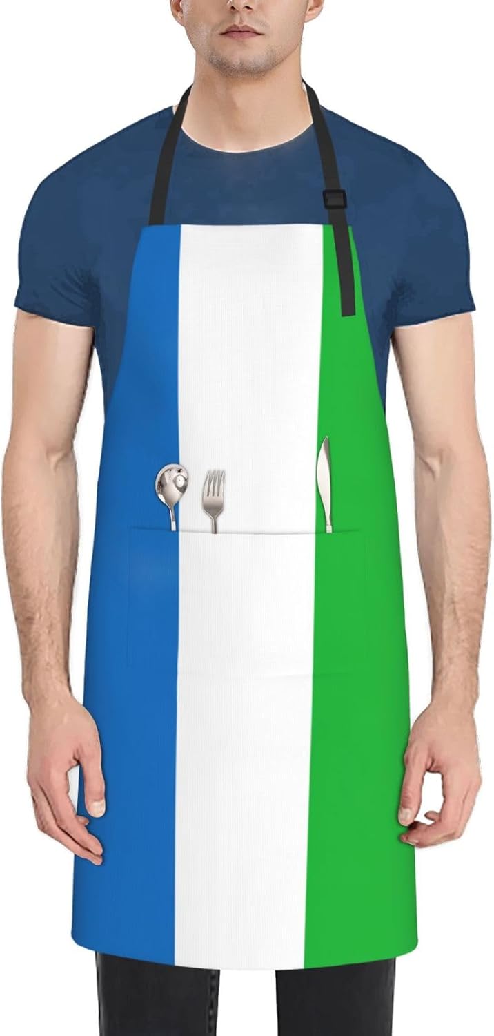 Sierra Leone flag print Waterproof chef's apron with pocket apron for 
