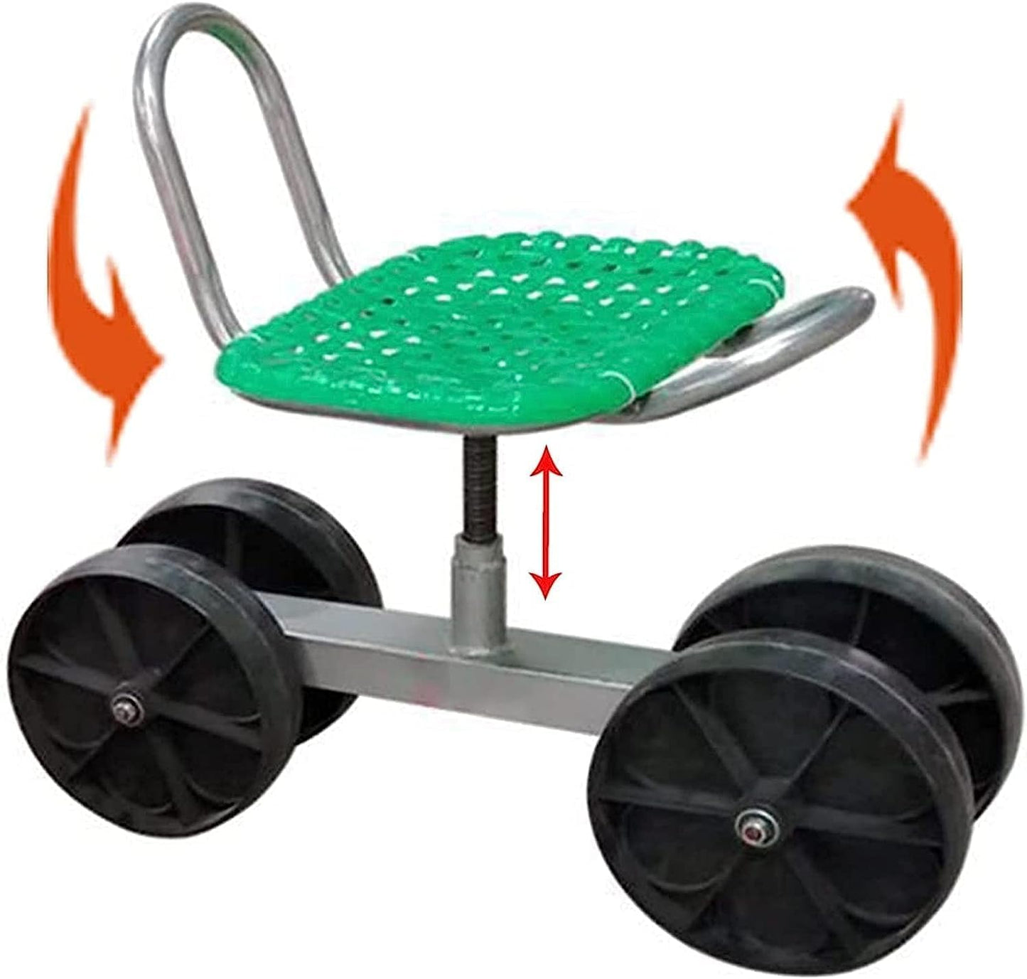 Gardening Rolling Seat 360° Rotating Trolley Garden Stool - 150kg Load Capacity Helper Mobile Seat Trolley for Garden Tools and Plants