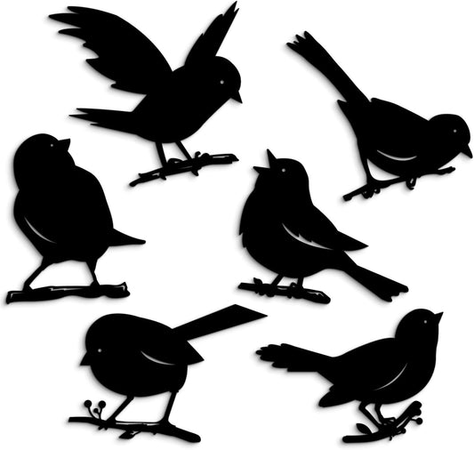 Pigort 6 Pieces Metal Bird Wall Art, Outdoor Fence Wall Art Decor, Hanging Decoration for Garden Yard Living Room Bedroom Patio Balcony