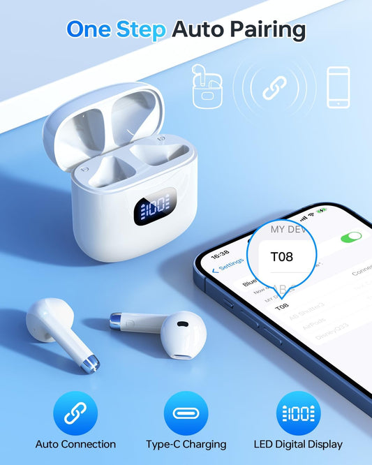 Wireless Earbuds Bluetooth 5.3 Headphones, 40Hrs Playback Stereo Ear B