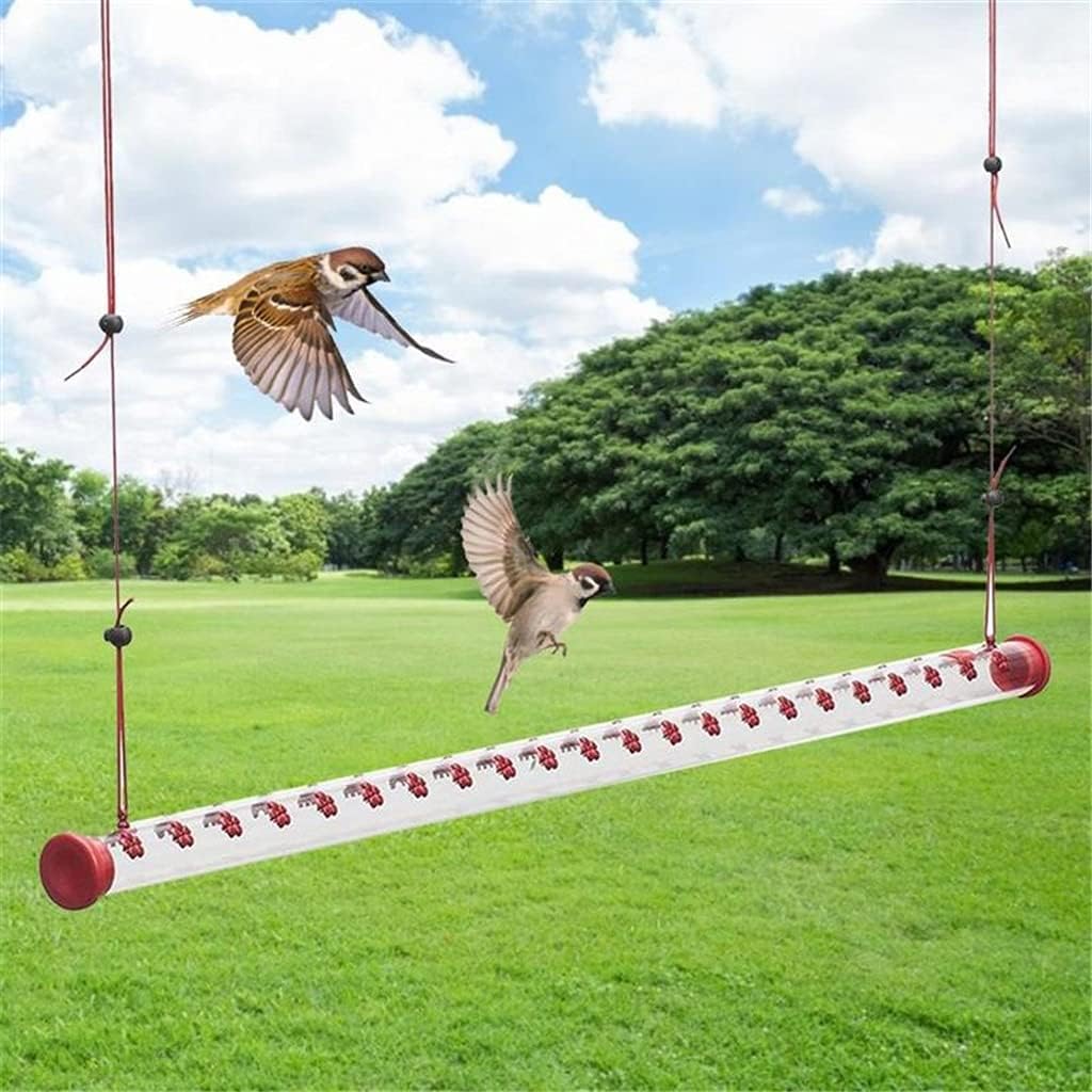 Hummingbird Feeder with Hole Birds Feeding Hanging Transparent Pipe Easy to Use Patio Garden Yard Outdoor Decor (Color : Clear Size : 40cm) (Clear 50cm)