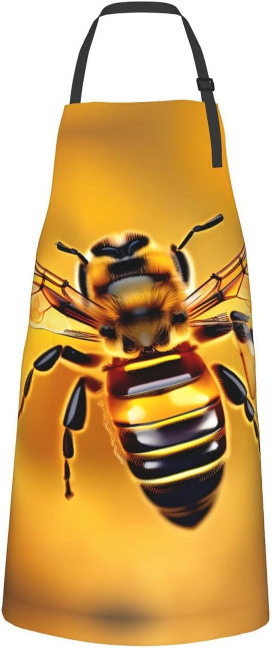 honey-bee print Waterproof apron with pocket adjustable cooking apron for adult kitchen bibs to bake